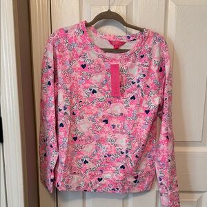 Brand New Women’s Lilly Pulitzer Pink and Blue Patterned Long Sleeve Shirt